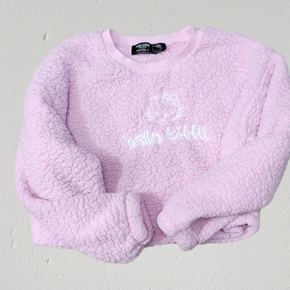 Hello Kitty Forever 21 Light Pink Textured Sweatshirt